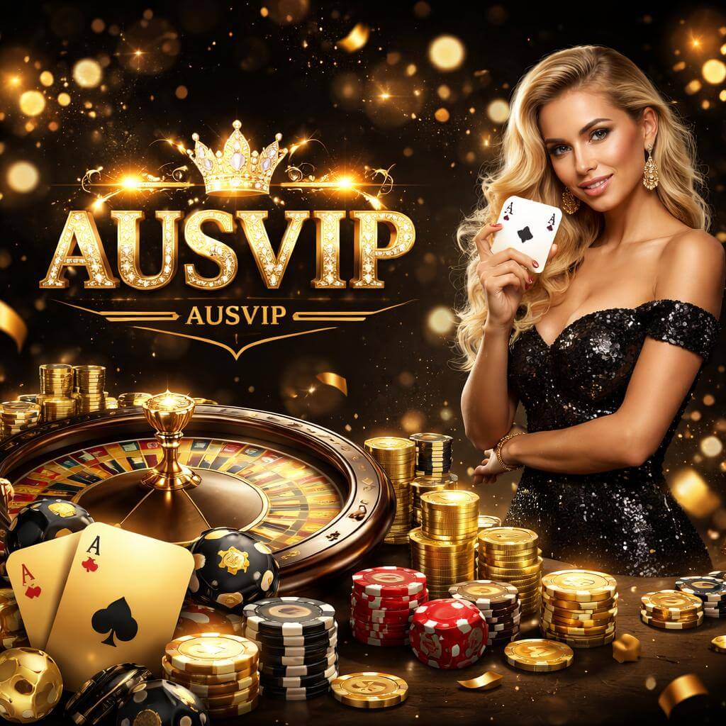 AUSVIP casino homepage highlighting live casino action slots and premium game variety